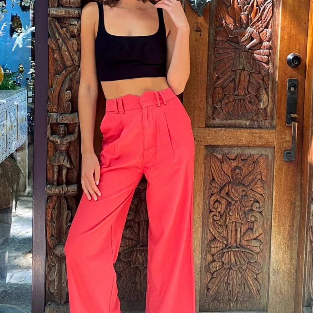 Amuse Society Red Woven Wide-Leg Pants